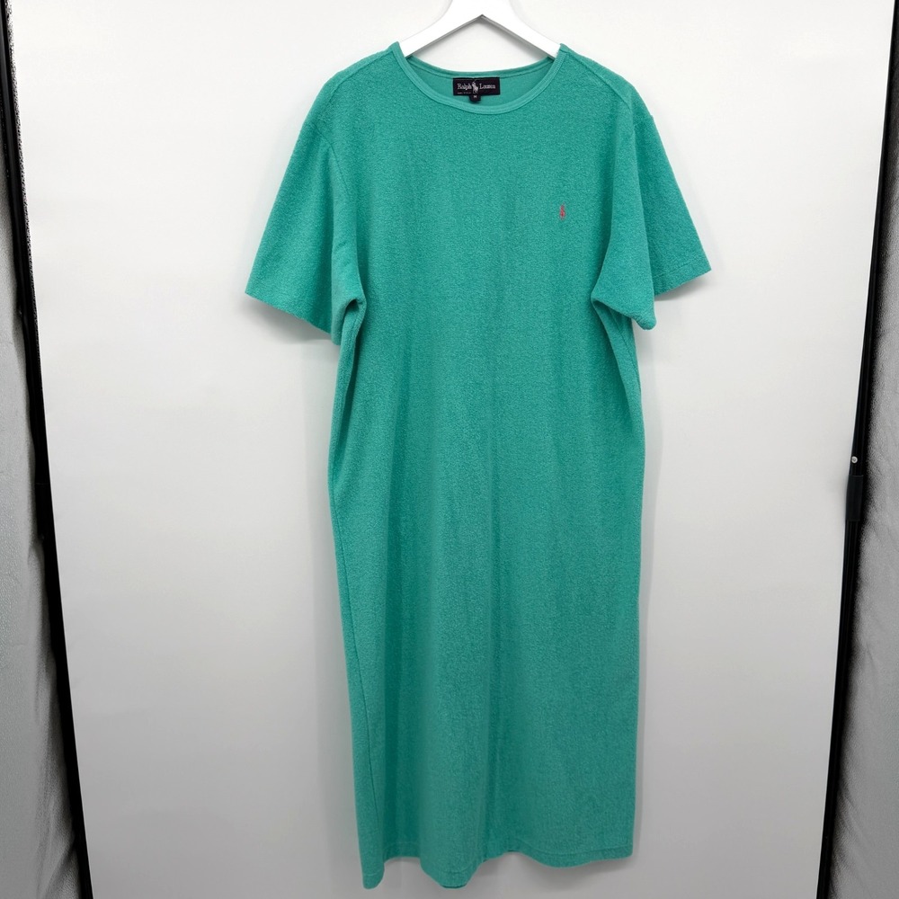 Vintage Ralph Lauren Midi Dress Cover Up Medium Terry Cloth Made in USA Beachy - Picture 10 of 10